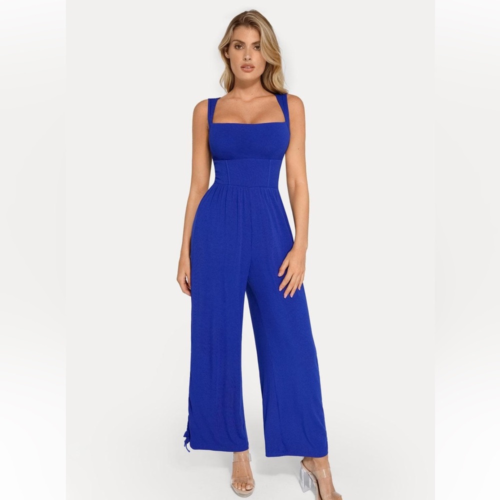 Elegant Blue Jumpsuit with shapewear
